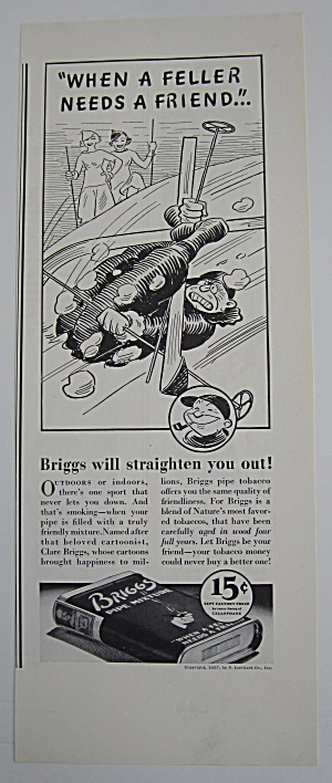 1937 Briggs Pipe Mixture Tobacco With Man Skiing
