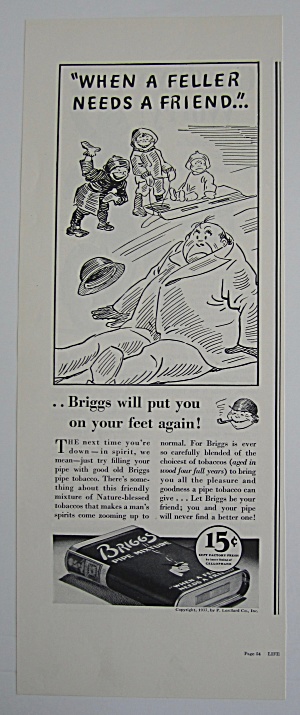 1937 Briggs Pipe Mixture Tobacco With Children On Sled