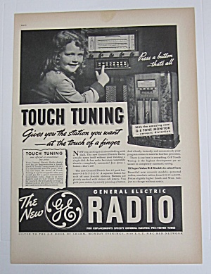 1937 General Electric Radio With Little Girl & Radio