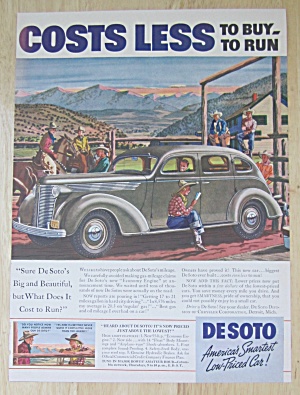 1937 Desoto With Cowboys Hanging Around A Desoto