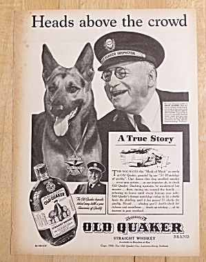 1938 Old Quaker Whiskey With 51 Watchdogs Of Quality