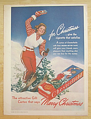 1940 Chesterfield Cigarettes With Woman Skiing