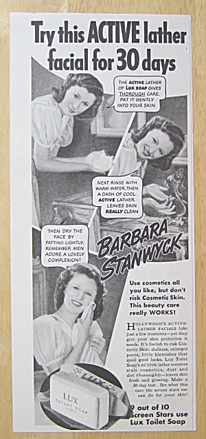 1940 Lux Toilet Soap With Barbara Stanwyck