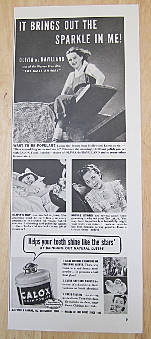 1942 Calox Tooth Powder With Olivia De Havilland
