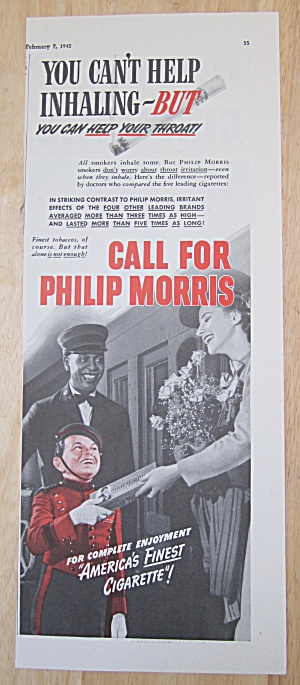 1942 Philip Morris Cigarettes W/bellboy, Woman & Porter
