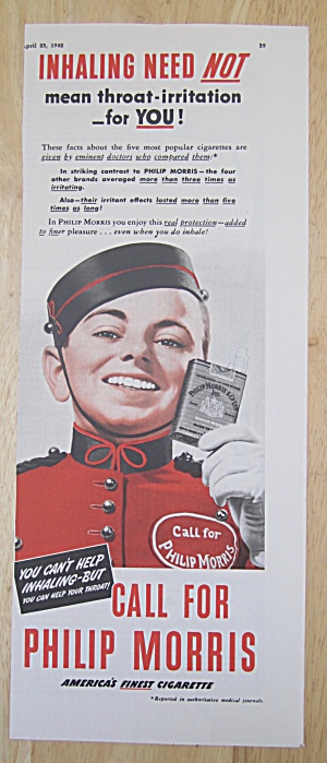 1942 Philip Morris Cigarettes W/ Philip Morris Bellboy