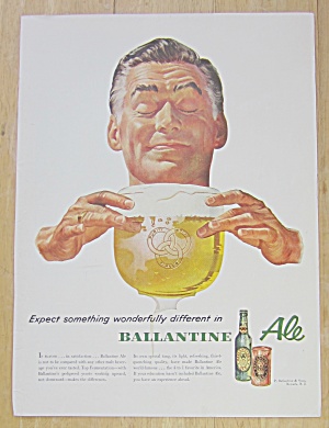1953 Ballantine Ale With Man & Glass Of Beer