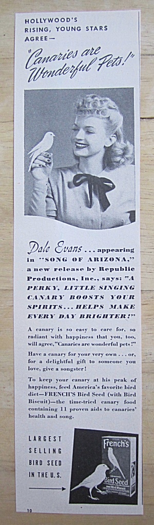 1946 French's Bird Seed With Dale Evans & Canary
