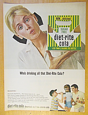 1965 Diet Rite Cola With Woman Holding Empty Carton