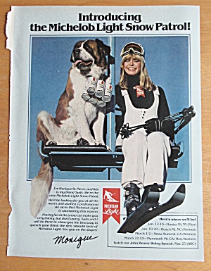 1980 Michelob Light With Woman & Dog On Ski Lift