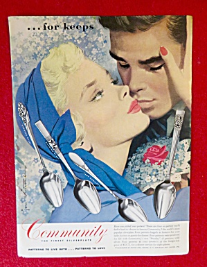 1951 Community Silverplate With Woman & Man Kissing