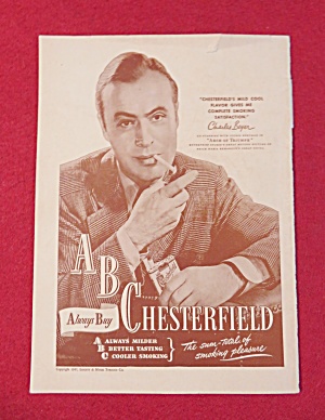1947 Chesterfield Cigarettes With Charles Boyer