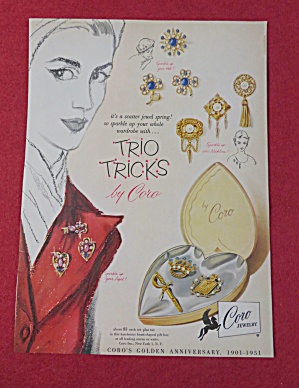1951 Coro Jewelry With Trio Tricks