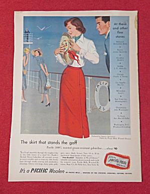 1951 Pacific Mills With Lovely Woman Wearing Red Skirt