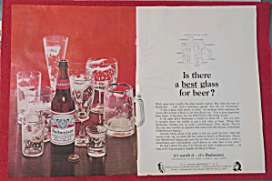 1966 Budweiser Beer With Dirty Glasses & Bottle Of Beer