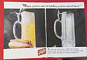 1966 Schlitz Beer With Hot Dog