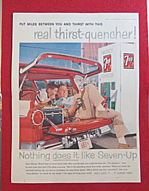 1958 Seven Up (7 Up) W/ Boys Drinking Bottles Of 7 Up