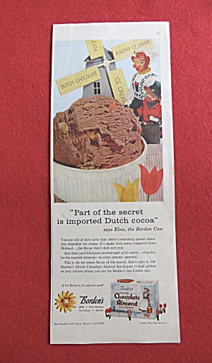 1958 Borden's Chocolate Almond Ice Cream W/elsie
