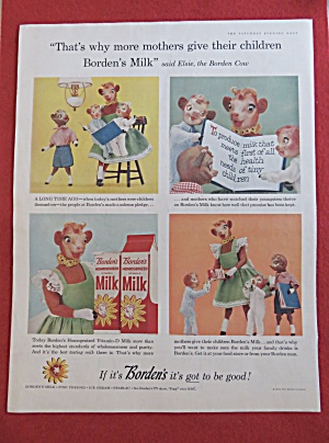 1958 Borden's Milk With Elsie The Cow & Children