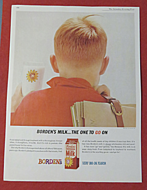1962 Borden's Milk With Boy & Glass Of Milk