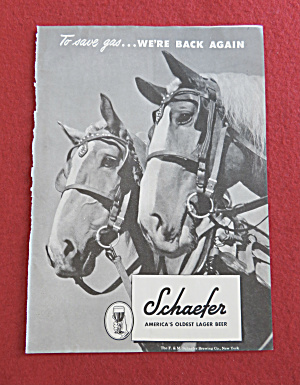 1943 Schaefer Lager Beer With Two Horses