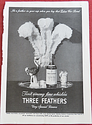 1943 Three Feathers Whiskey With Bottle Of Whiskey