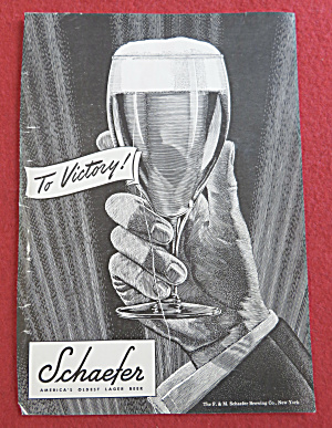 1944 Schaefer Beer With Hand Holding Glass Of Beer