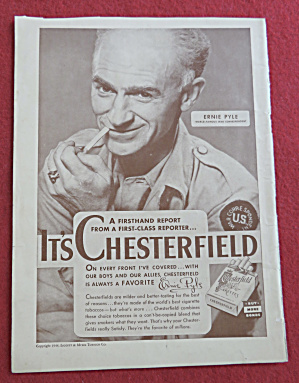 1944 Chesterfield Cigarettes With Ernie Pyle
