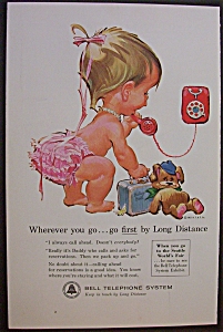 1962 Bell Telephone System With Baby On Telephone
