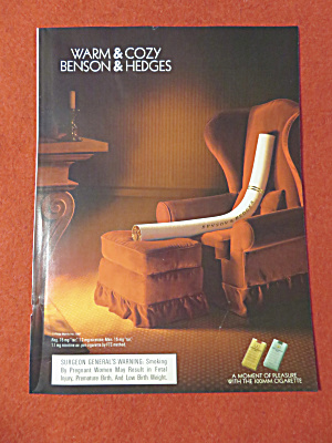 1998 Benson & Hedges Cigarettes With Cigarette On Chair