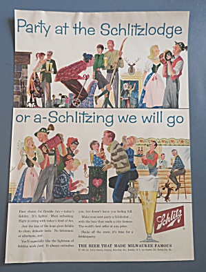 1958 Schlitz Beer W/party At Schlitzlodge Or Schlitzing