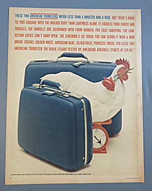 1961 American Tourister Luggage With Rooster & Rose