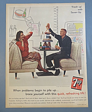 1961 Seven Up (7 Up) With Man Building A Tower