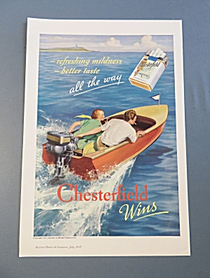 1937 Chesterfield Cigarettes With Man & Woman On A Boat