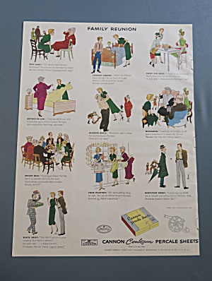 1951 Cannon Percale Sheets With Family Reunion