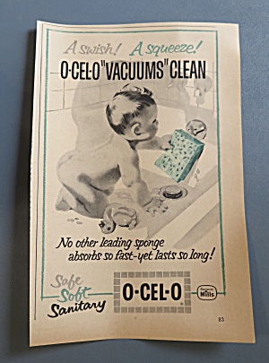1958 O-celo Sponge With Baby Cleaning Bathtub