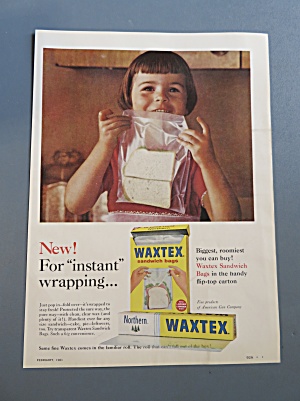 1961 Waxtex Sandwich Bags W/ Little Girl & Her Sandwich