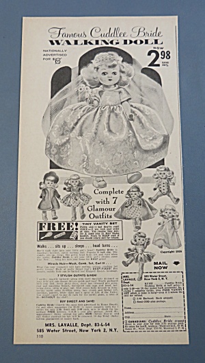 1956 Cuddlee Bride Walking Doll With Famous Bride Doll