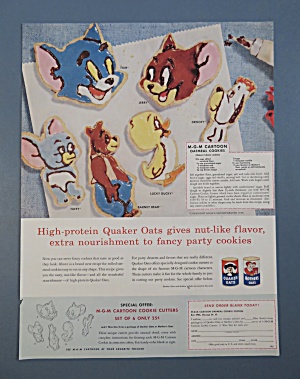 1956 Quaker Oats With Mgm Cartoon Oatmeal Cookies
