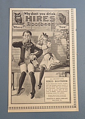1901 Hires Root Beer With Girl Wants Boy's Cup