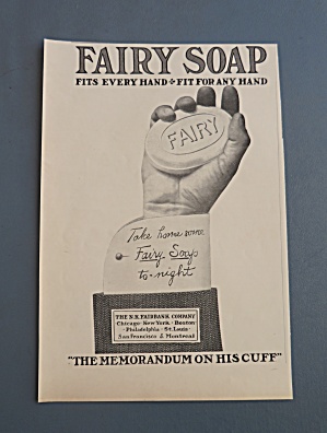 1902 Fairy Soap With Hand Holding Bar Of Soap