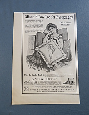 1905 Gibson Pillow Top For Pyrography With Woman
