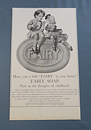 1905 Fairy Soap W/ Boy & Girl Kissing On A Bar Of Soap