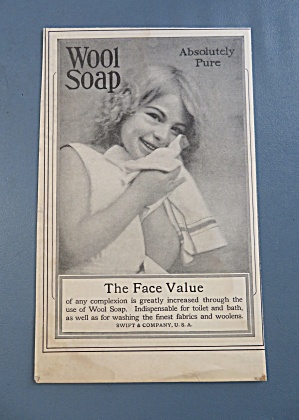 1905 Wool Soap With Girl Rubbing Sweater On Her Face