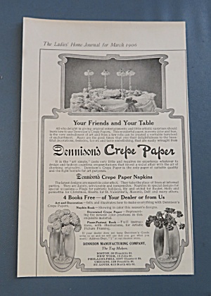 1906 Dennison's Crepe Paper With Decorated Table