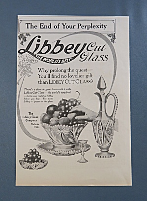 1908 Libbey Cut Glass With A Hand Going For Fruit