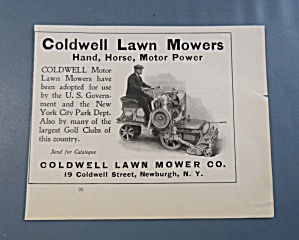 1908 Coldwell Lawn Mowers With Man On Mower