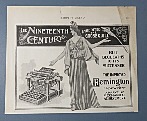 1900 Remington Typewriter With Woman & Typewriter