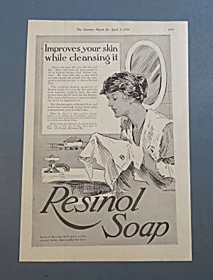 1916 Resinol Soap With Woman Washing Her Face