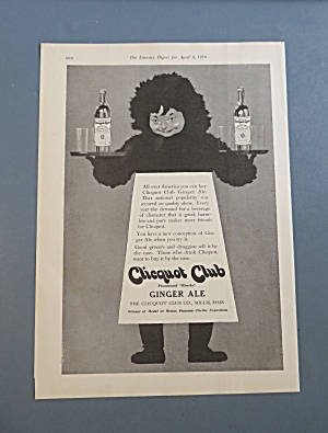 1916 Clicquot Club Ginger Ale W/ Eskimo Serving Drinks